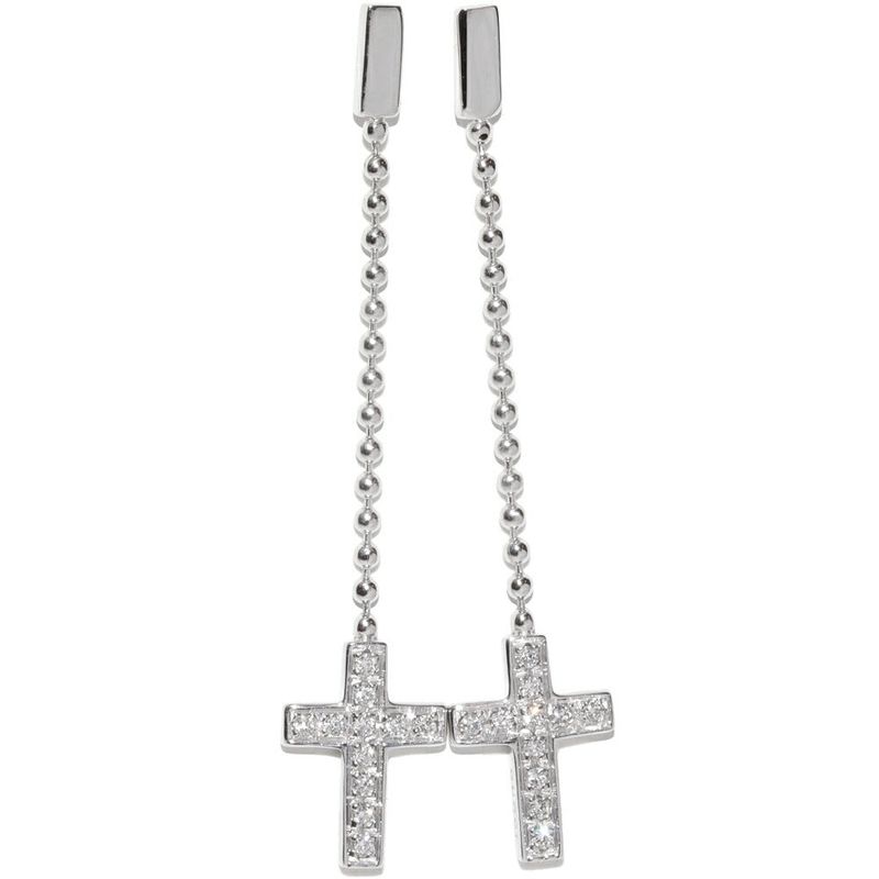Gucci K18wg Diamond Mini Cross Earrings